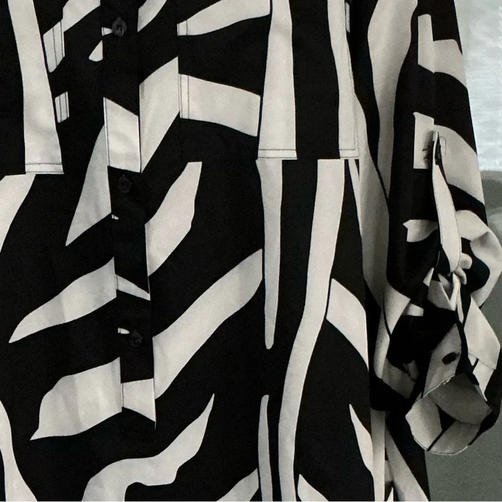BUXOM CURVY BLACK AND WHITE ZEBRA PRINT SHIRT DRESS